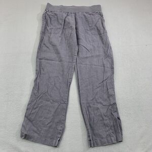 Allen Allen Pants Womens Large Gray Linen Wide Leg Pull On Casual Relaxed Fit